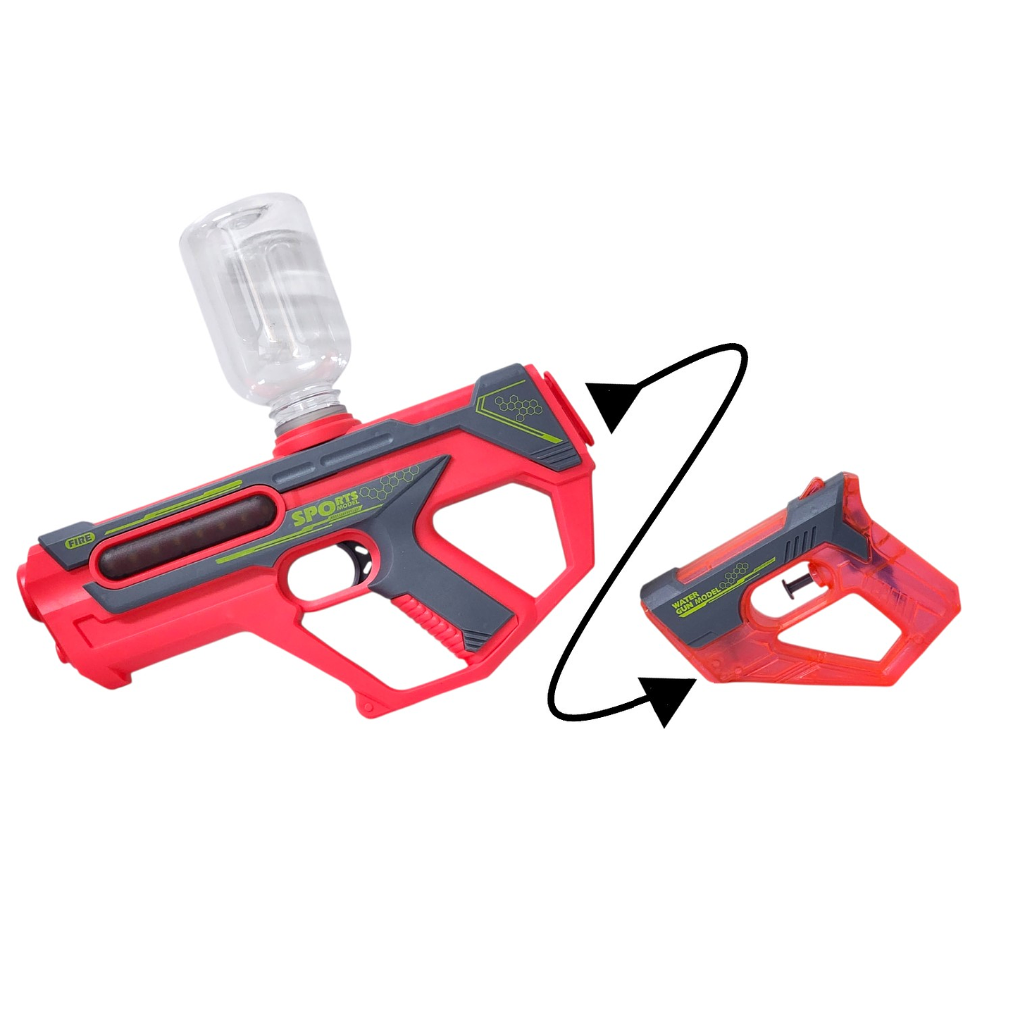 Juguete Pistola Lanza Agua 2 En 1 Recargable DBG1658R Rojo 4