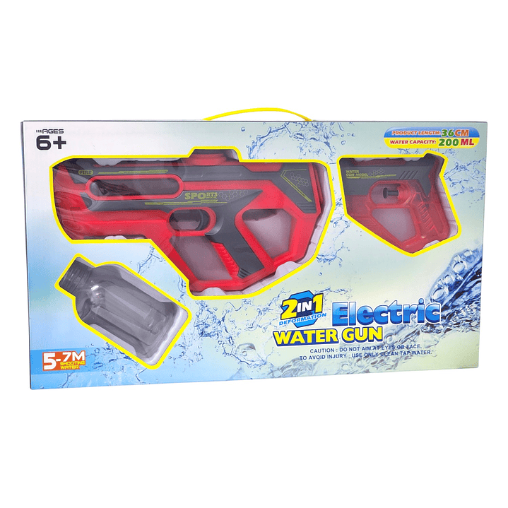 Juguete Pistola Lanza Agua 2 En 1 Recargable DBG1658R Rojo 8