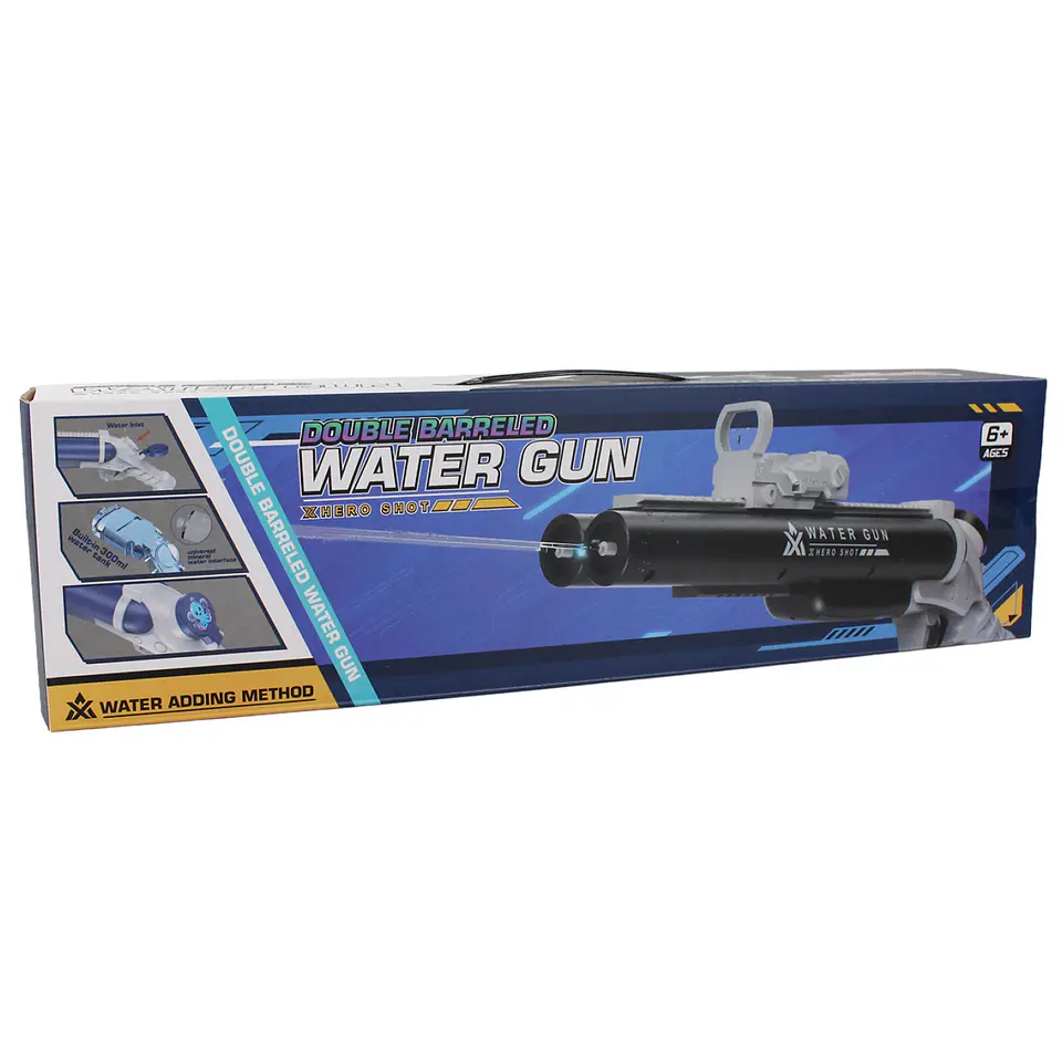 Juguete Pistola Lanza Agua Eléct Doble Cañon DBG1656BL Azul 5