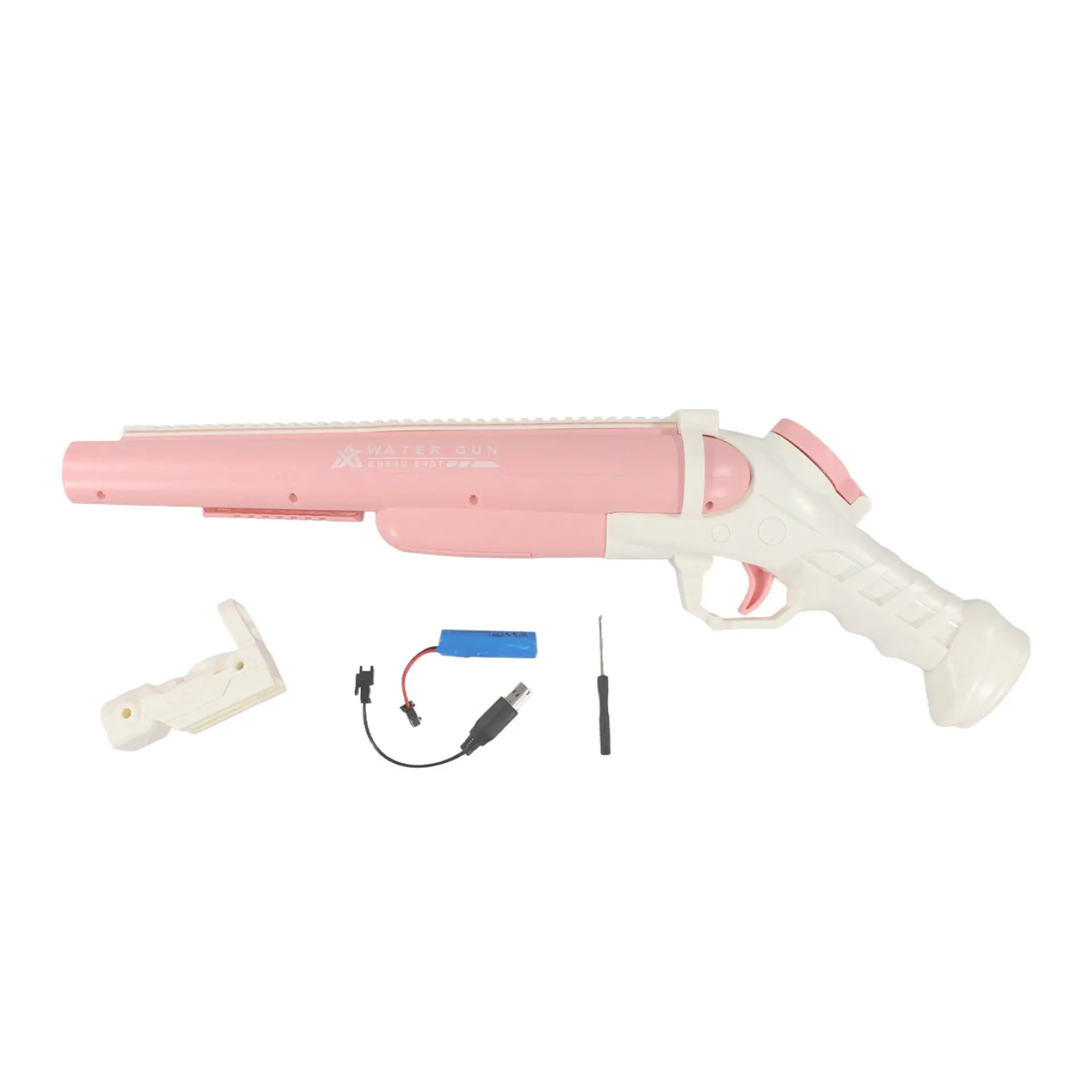 Juguete Pistola Lanza Agua Eléct Doble Cañon DBG1656P Rosa 4