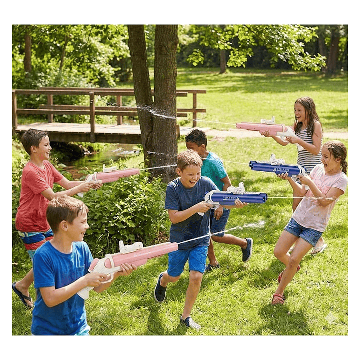 Juguete Pistola Lanza Agua Eléct Doble Cañon DBG1656P Rosa 6