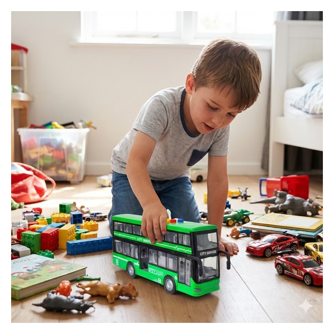 Juguete Autobús Dos Pisos Luces Sonidos 1:16 DBG1680G Verde 6