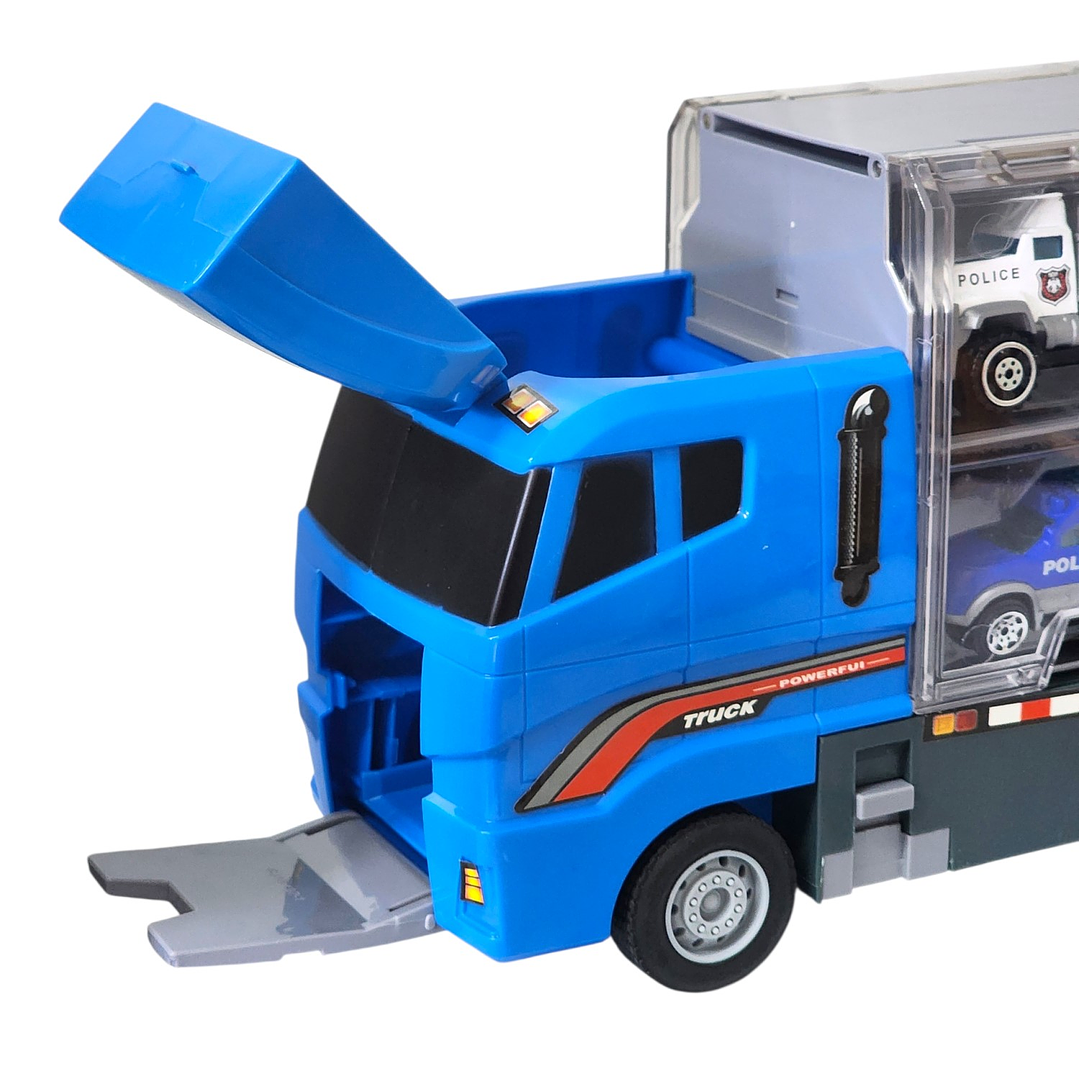 Juguete Camión Transporte Policial Fricción 6 Autos DBG1611 7