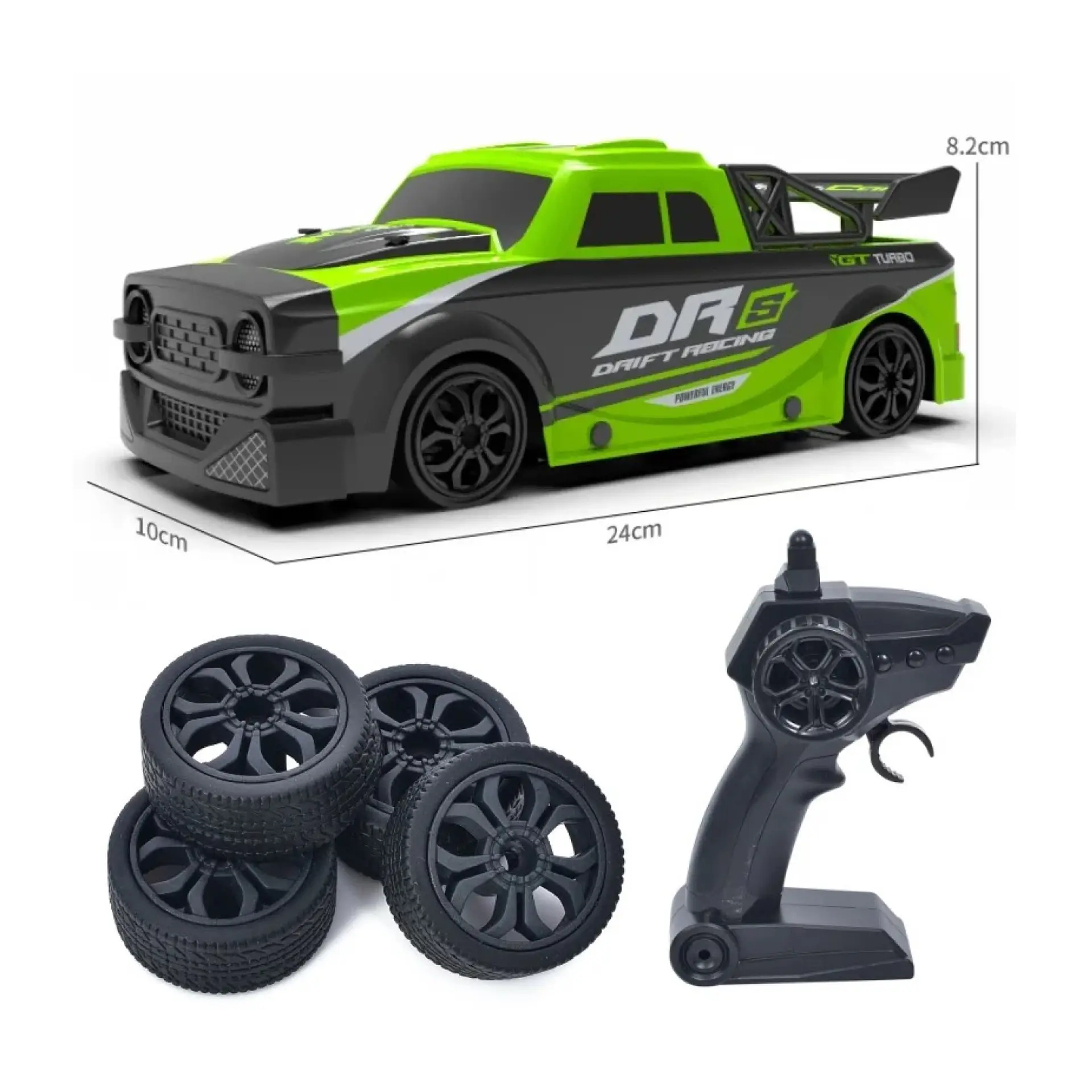 Auto Control Remoto Drift 4 Canales Luces Led DBG1599G Verde 6