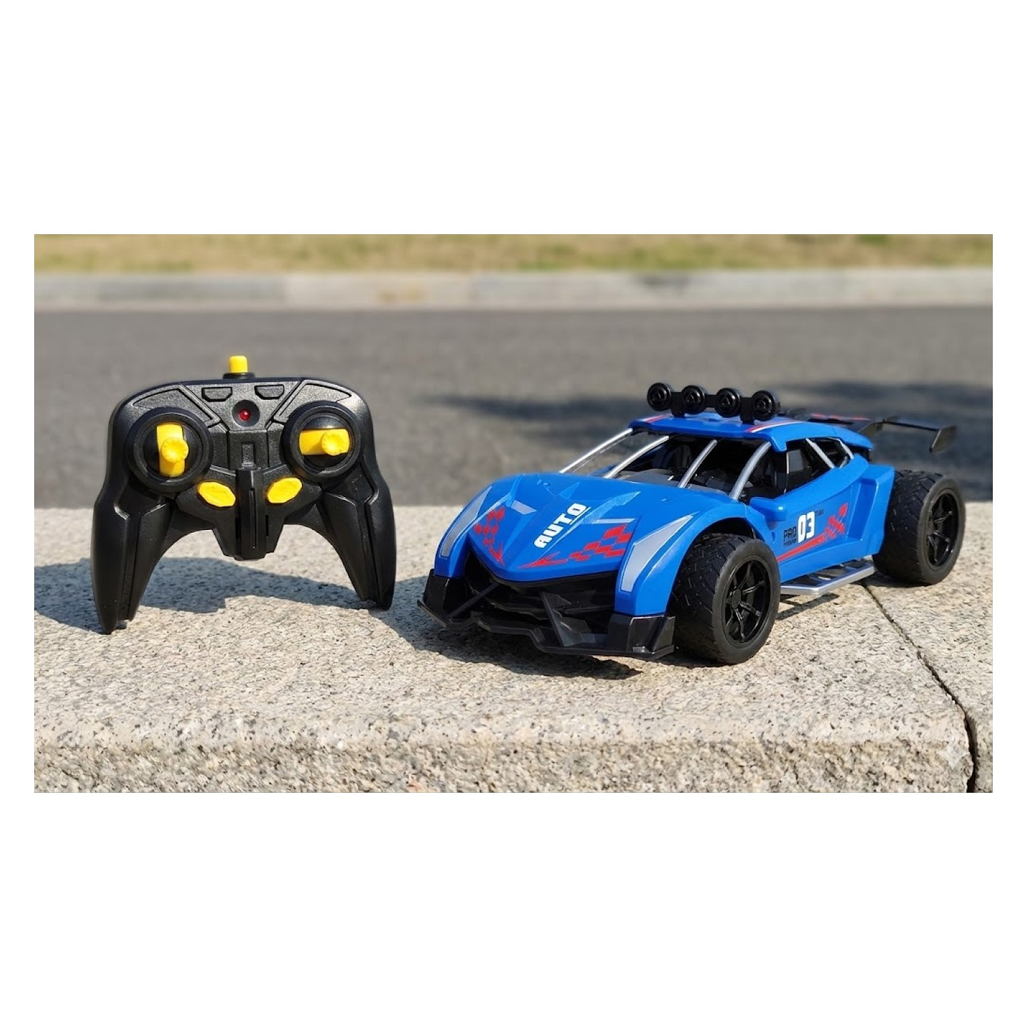 Auto de Carrera RC Luces Música Lanza Vapor DBG1579BL Azul 5