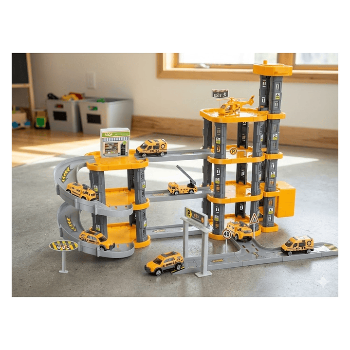 Set Armable Pista Autos 3 Niveles Estación Rescate DBG1702 5