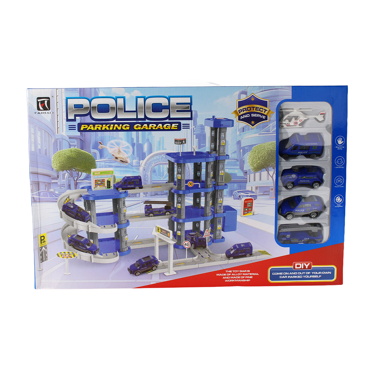 Set Armable Pista Autos 3 Niveles Garaje de Policía DBG1703 8