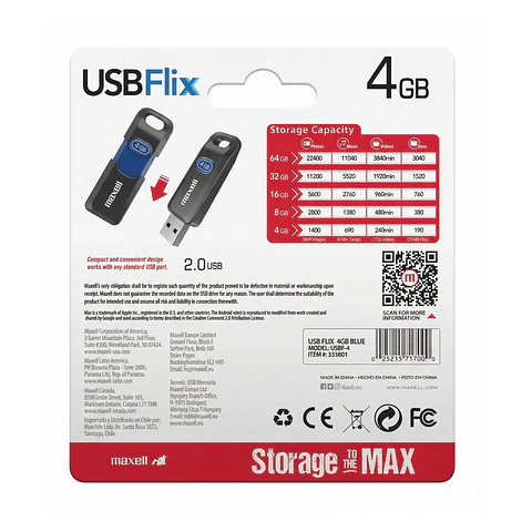 Pendrive Maxell USB FLIX 4GB 2.0