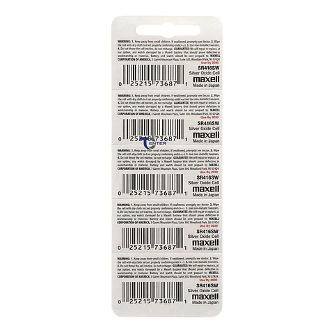 Pack 5 Pilas SR416SW (337) 1.55v Maxell Tipo Botón Holograma