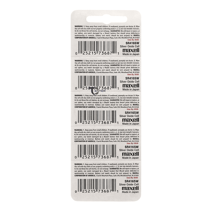 Pack 5 Pilas SR416SW (337) 1.55v Maxell Tipo Botón Holograma 2