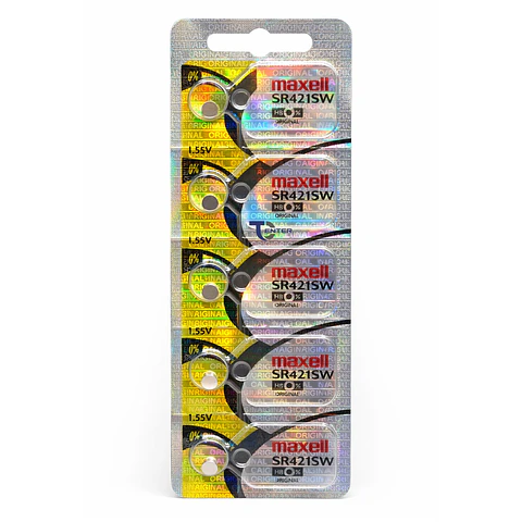 Pack 5 Pilas SR421SW (348) 1.55v Maxell Tipo Botón Holograma