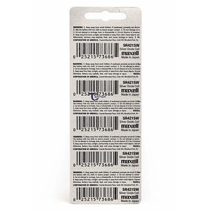 Pack 5 Pilas SR421SW (348) 1.55v Maxell Tipo Botón Holograma