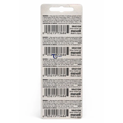 Pack 5 Pilas SR421SW (348) 1.55v Maxell Tipo Botón Holograma
