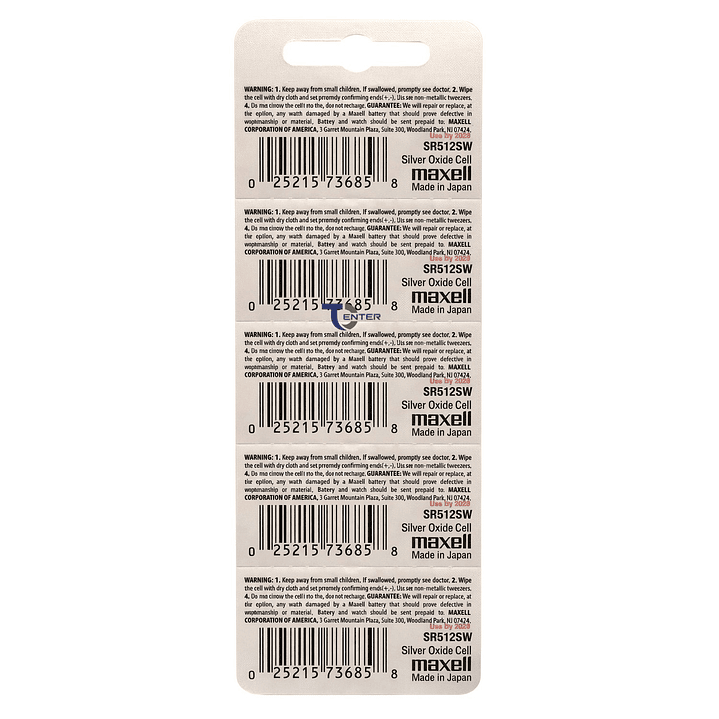 Pack 5 Pilas SR512SW (335) 1.55v Maxell Tipo Botón Holograma 2