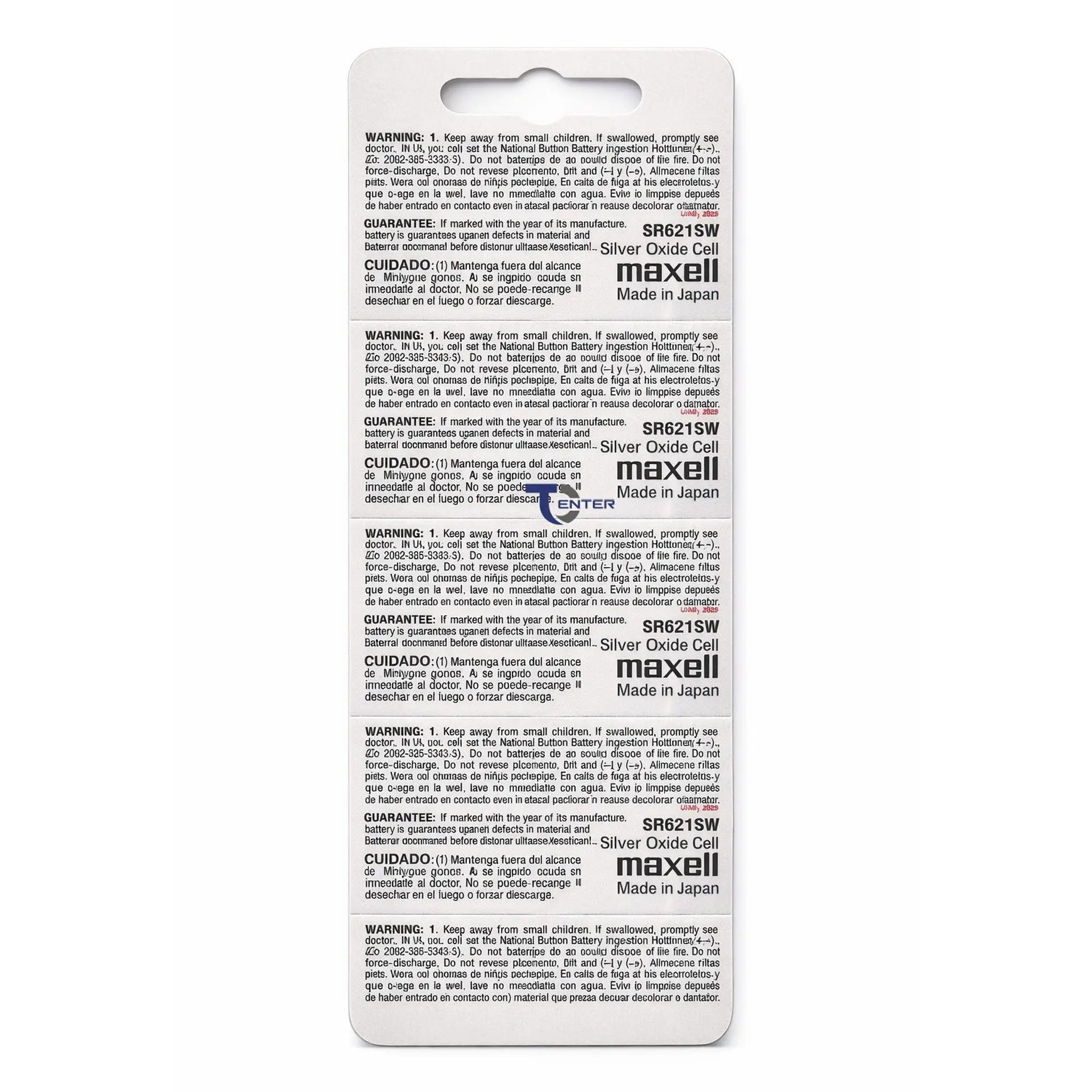 Pack 10 Pilas SR621SW (364) 1.55v Maxell Tipo Botón Holograma	 2
