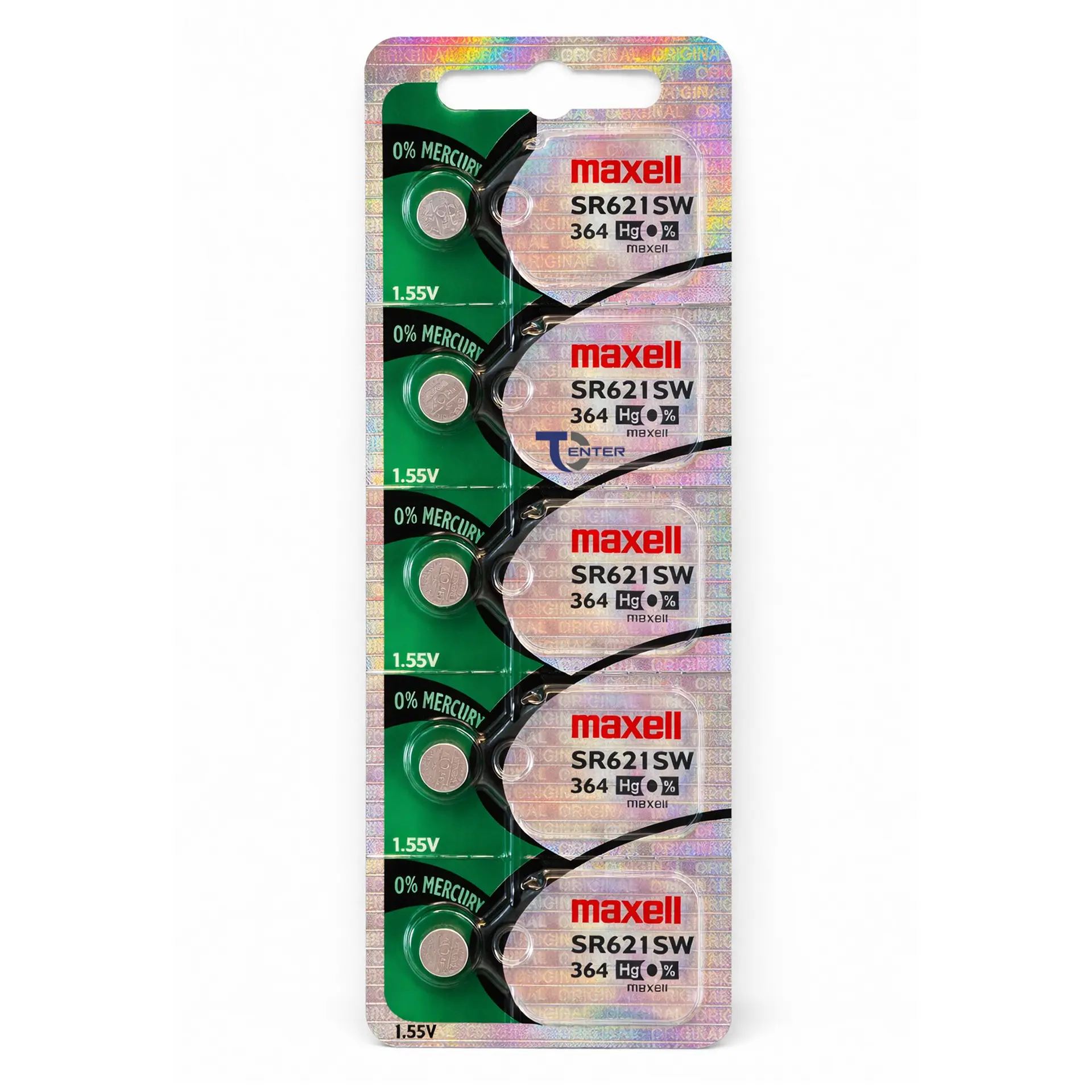 Pack 5 Pilas SR621SW (364) 1.55v Maxell Tipo Botón Holograma	 1