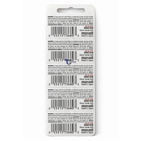 Pack 5 Pilas SR621SW (364) 1.55v Maxell Tipo Botón Holograma	