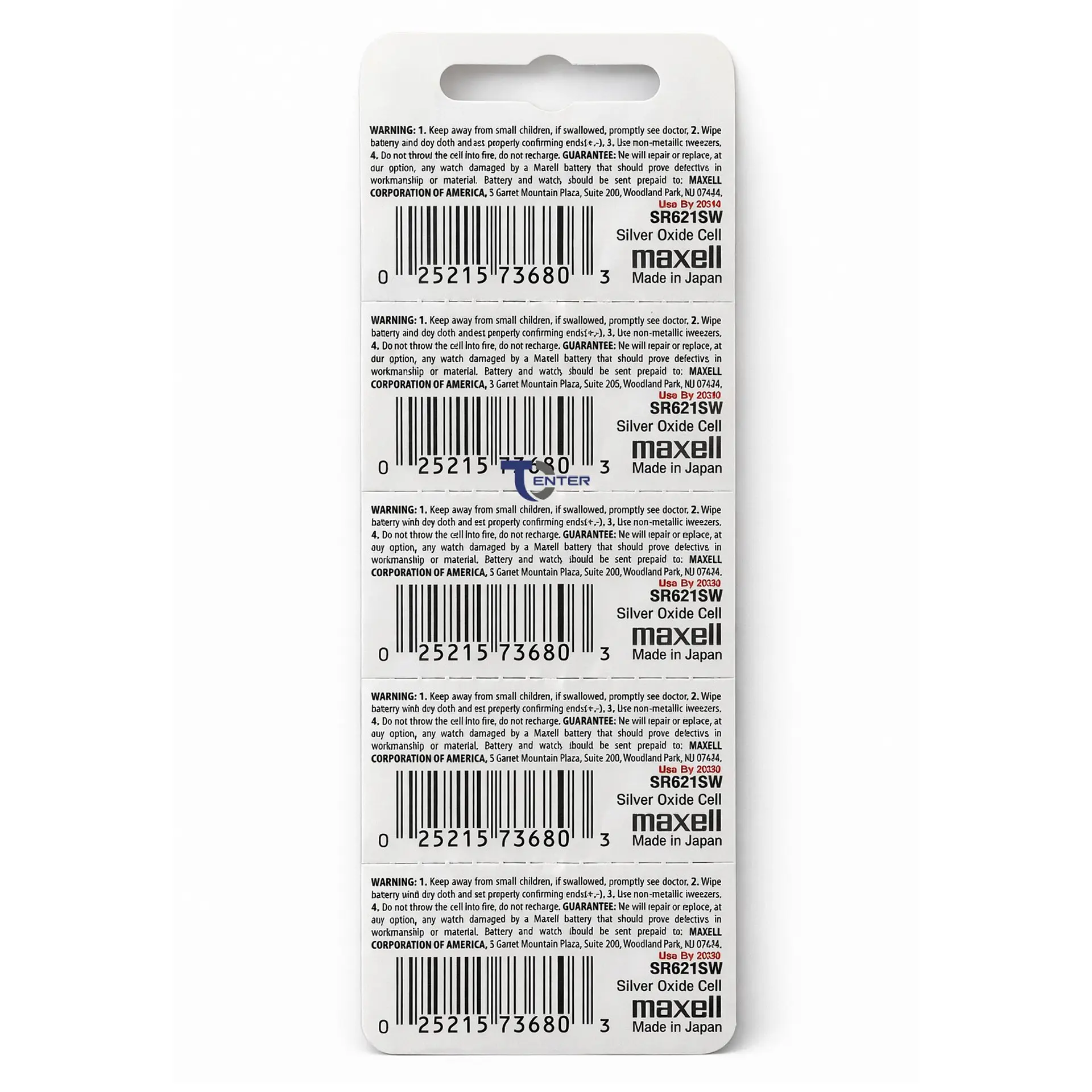 Pack 5 Pilas SR621SW (364) 1.55v Maxell Tipo Botón Holograma	 2