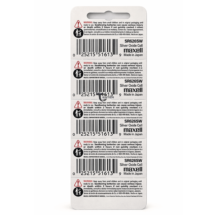 Pack 10 Pilas SR626SW (377) 1.55v Maxell Tipo Botón Holograma 2