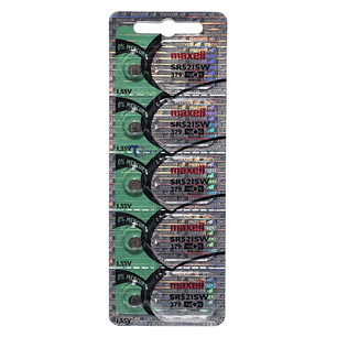 Pack 5 Pilas SR521SW (379) 1.55v Maxell Tipo Botón Holograma