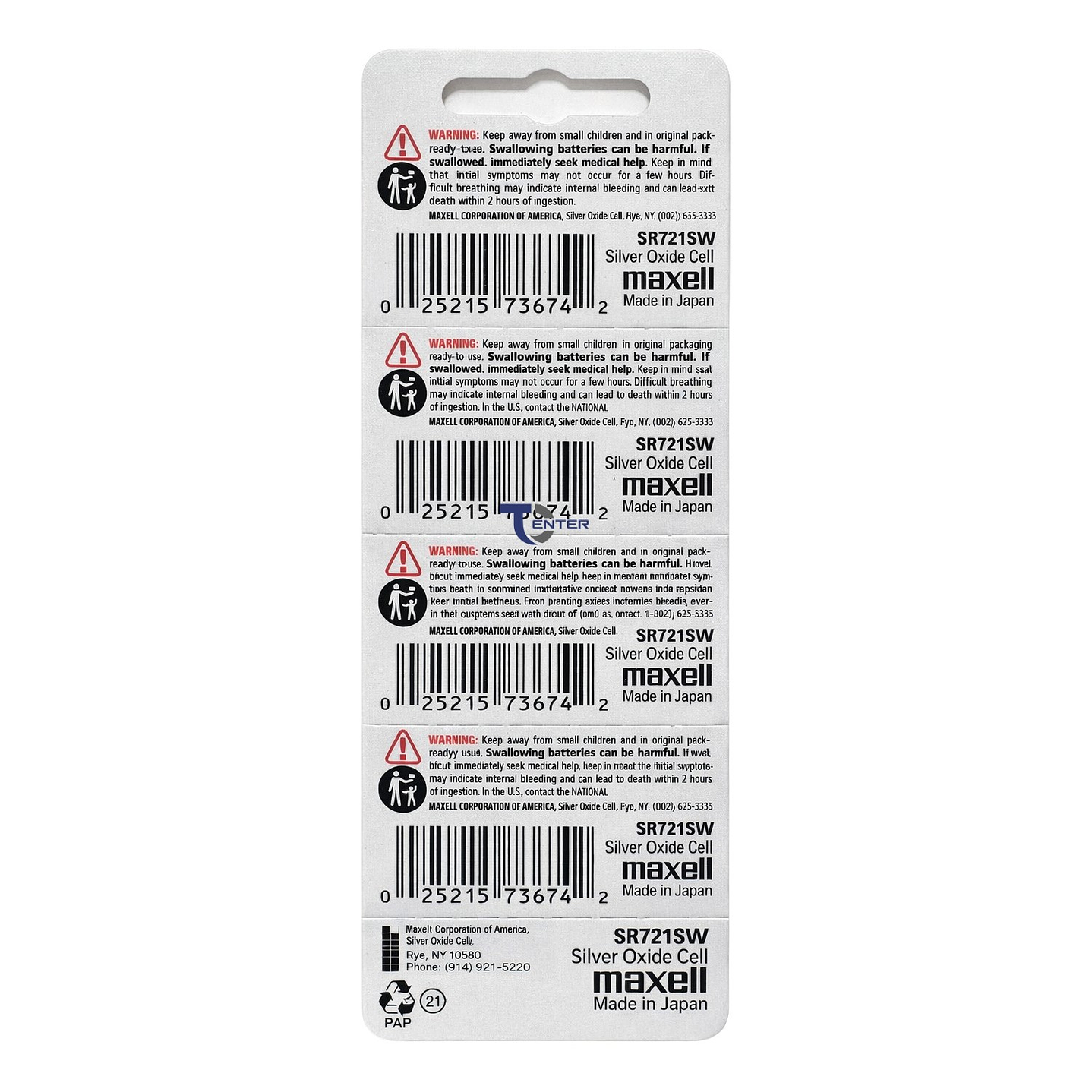 Pack 5 Pilas SR721SW (362) 1.55v Maxell Tipo Botón Holograma 2