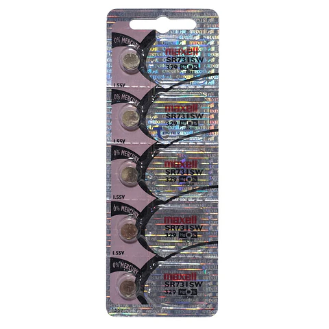 Pack 5 Pilas SR731SW (329) 1.55v Maxell Tipo Botón Holograma