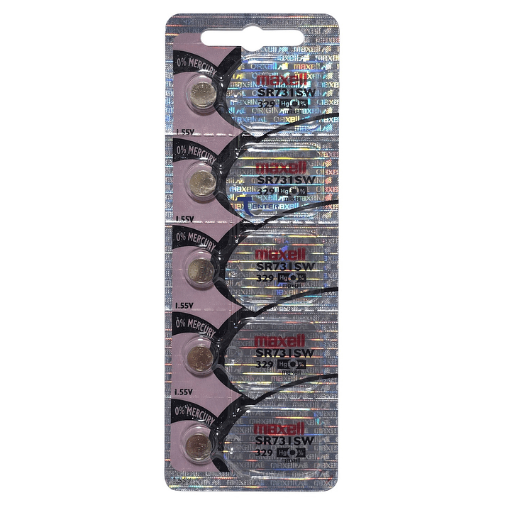 Pack 5 Pilas SR731SW (329) 1.55v Maxell Tipo Botón Holograma 1