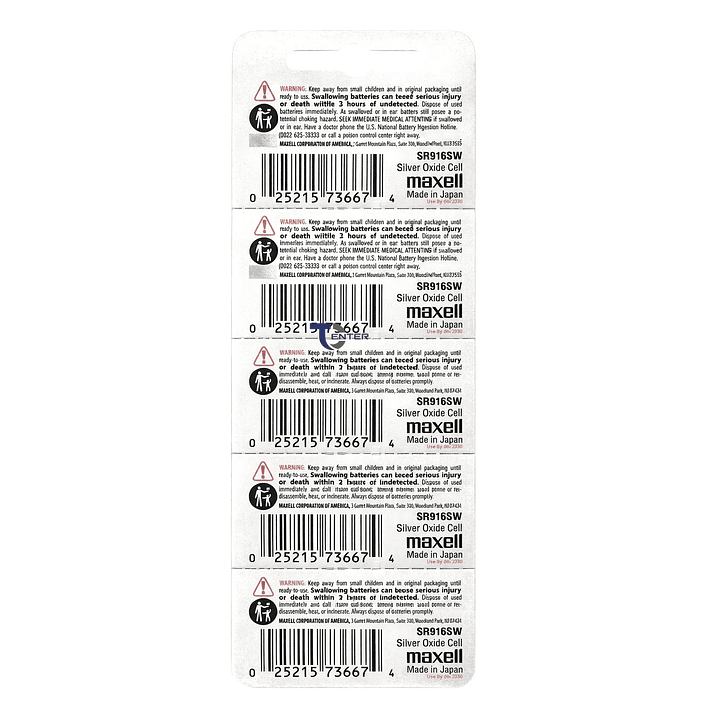 Pack 5 Pilas SR916SW (373) 1.55v Maxell Tipo Botón Holograma 2