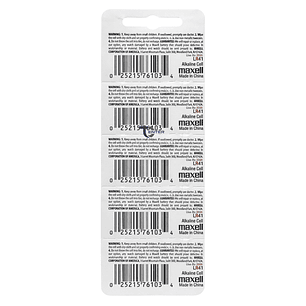 Pack 5 Pilas LR41 (AG3) 1.5v Maxell Tipo Botón Holograma
