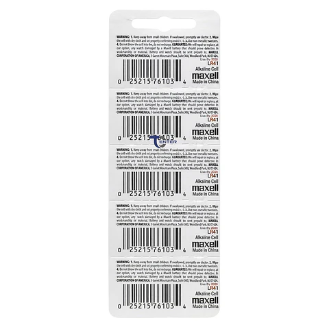 Pack 10 Pilas LR41 (AG3) 1.5v Maxell Tipo Botón Holograma