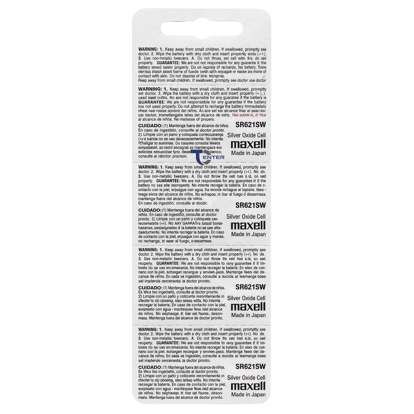 Pack 20 Pilas SR621SW (364) 1.55v Maxell Tipo Botón Holograma	 2