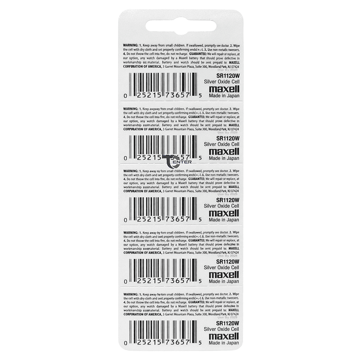 Pack 5 Pilas SR1120SW (391) 1.55v Maxell Tipo Botón Holograma 2