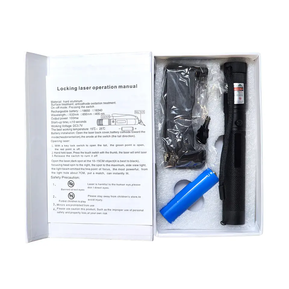 Puntero Láser Portátil Verde 532nm Con Bloqueo Por Llave 8