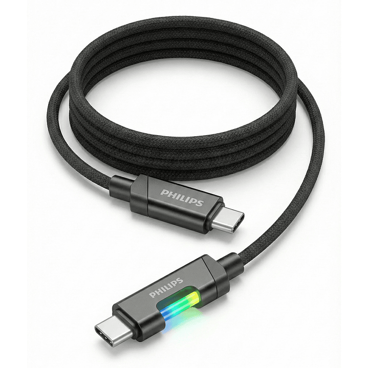 Cable USB-C a USB-C 60w Philips DLC5021CB 1 mt Negro 2