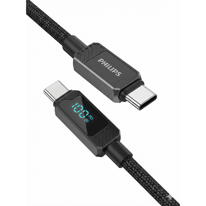 Cable USB-C a USB-C 100w Philips DLC5011CB 1 mt Negro  2