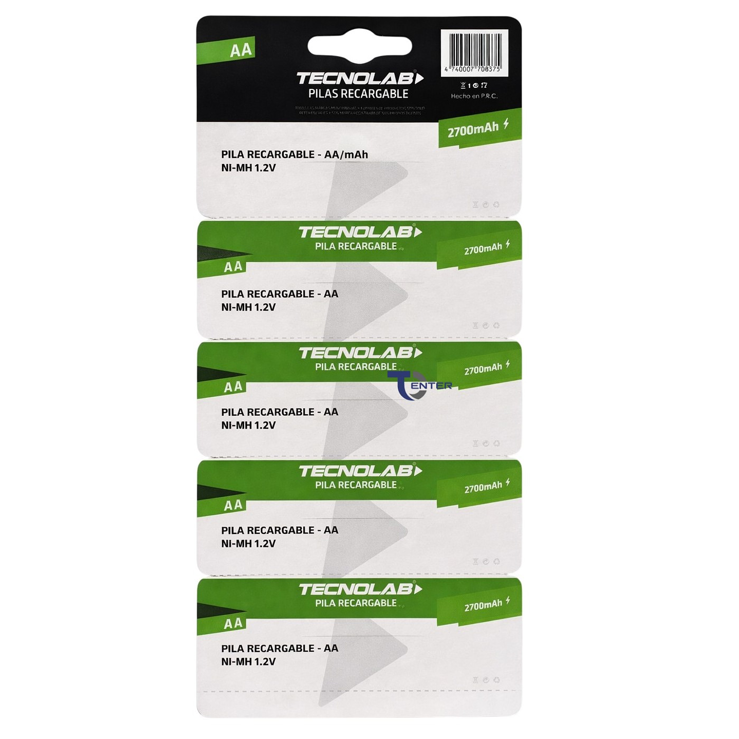 Pack 5 Pilas Recargables AA Tecnolab 2700mha TL727 2