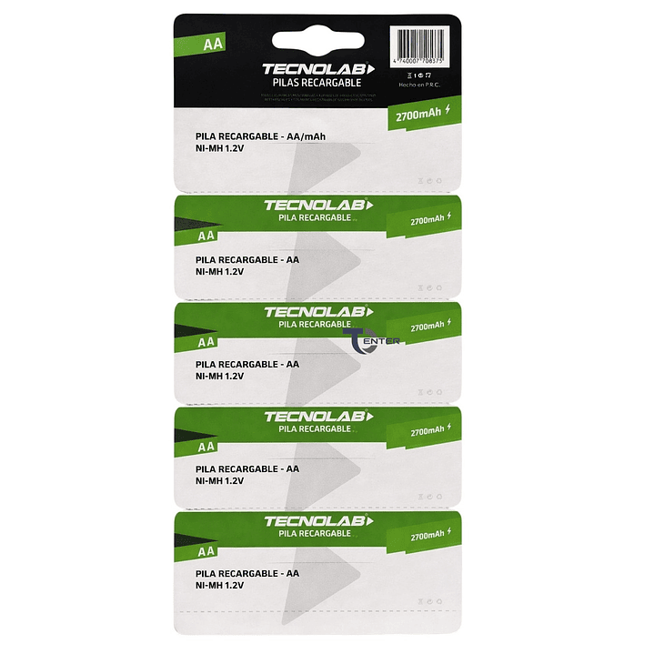 Pack 5 Pilas Recargables AA Tecnolab 2700mha TL727 2