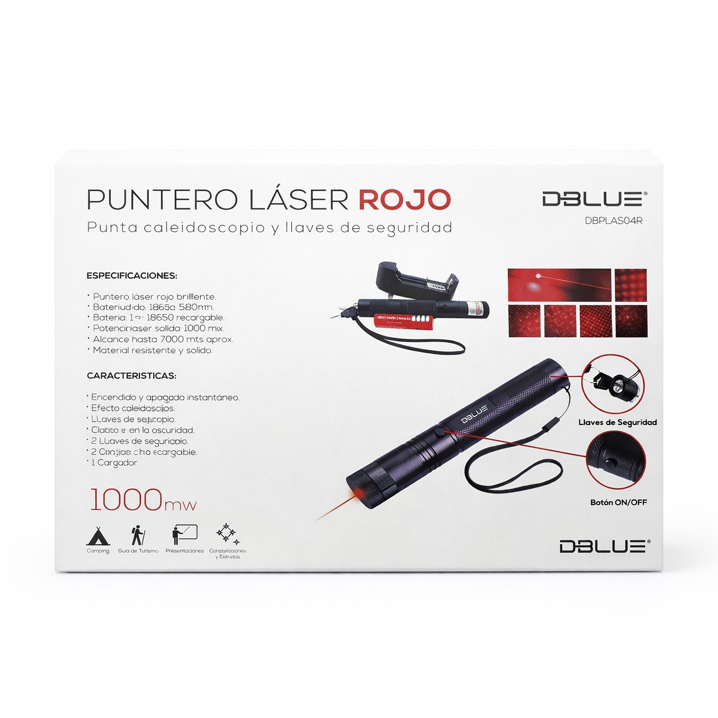 Kit Puntero Laser Rojo 1000mw con Batería y Cargador 6