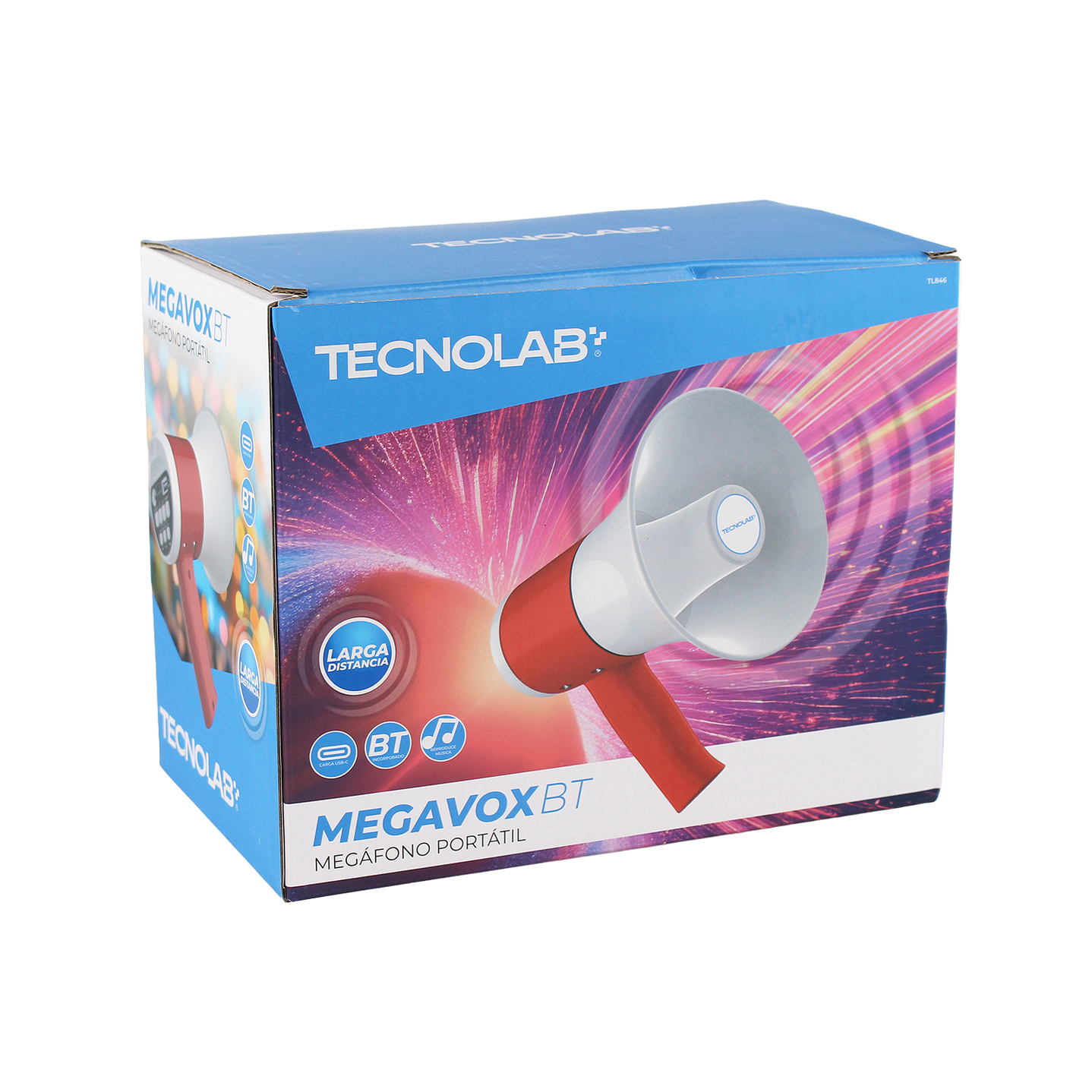 Megáfono Portátil Tecnolab TL846 Recargable BT 35w 300m 8