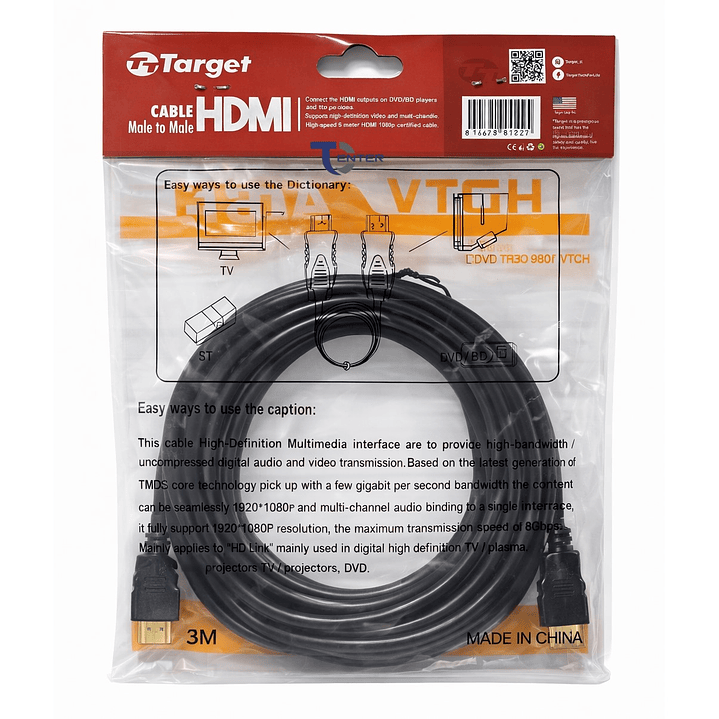Cable HDMI Target 1.5 mts Full HD 1.4 2