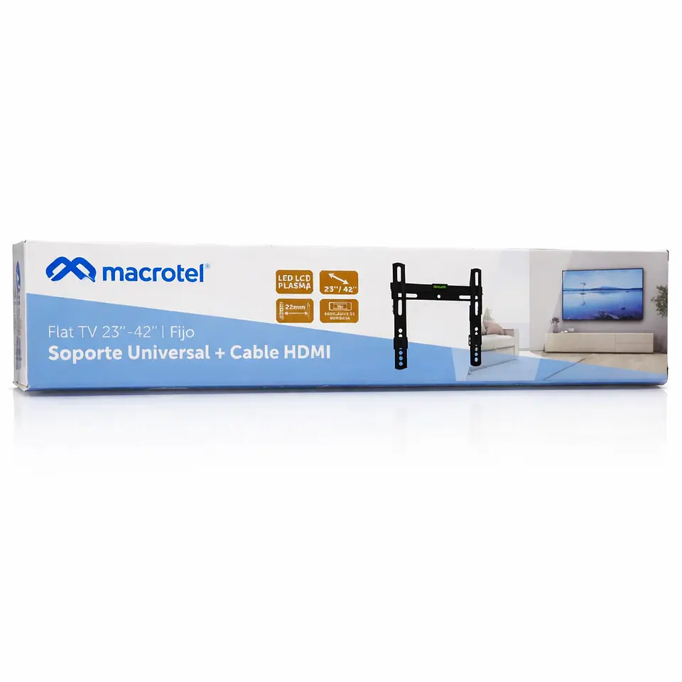 Soporte TV Fijo Macrotel 23 a 42 + Cable HDMI 3