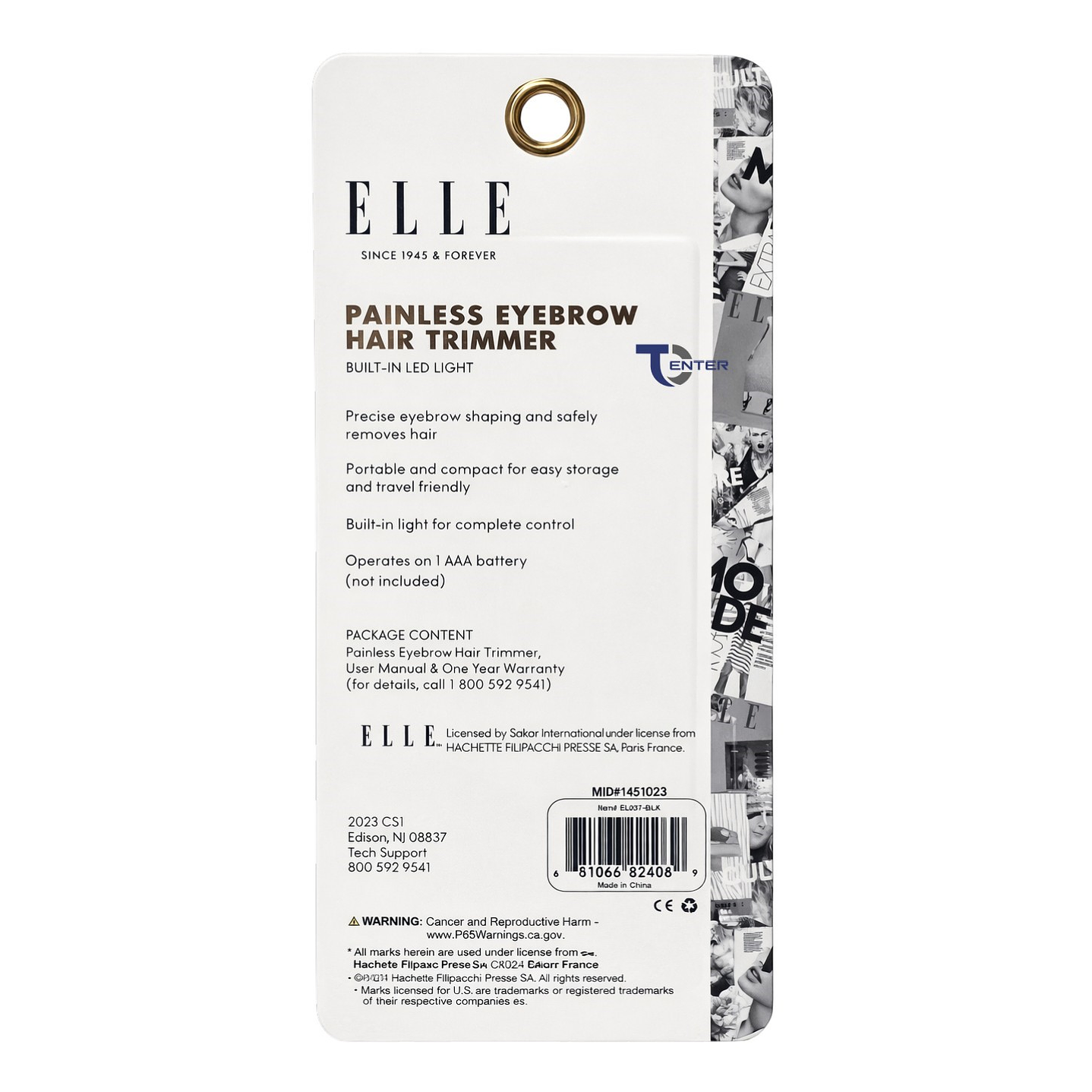 Perfilador de Cejas y Vellos ELLE EL037 Luz Led Negro 2