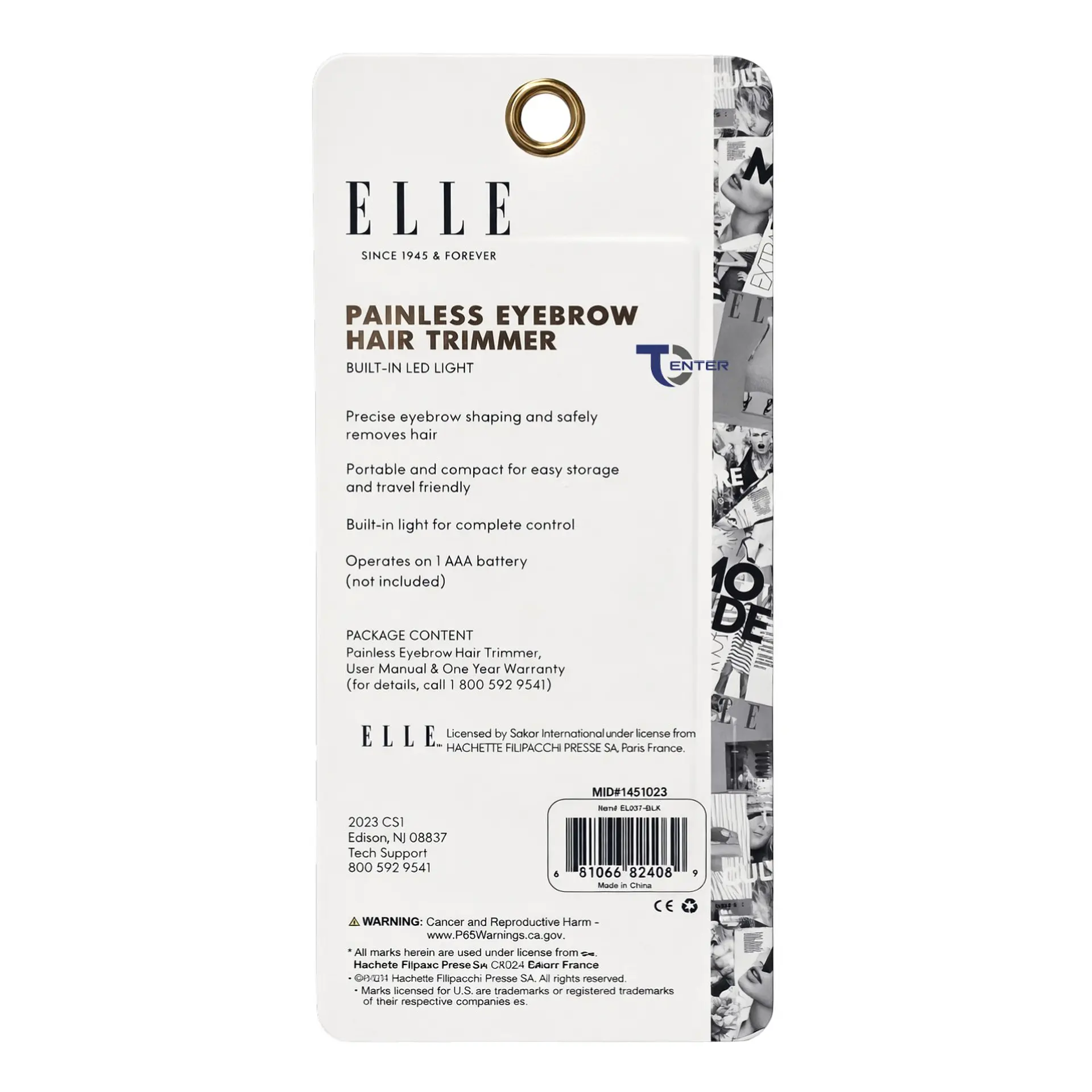 Perfilador de Cejas y Vellos ELLE EL037 Luz Led Negro 2