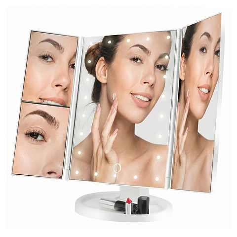 Espejo Plegable Vivitar Aumento 1x2x3x 22 Led MR1307