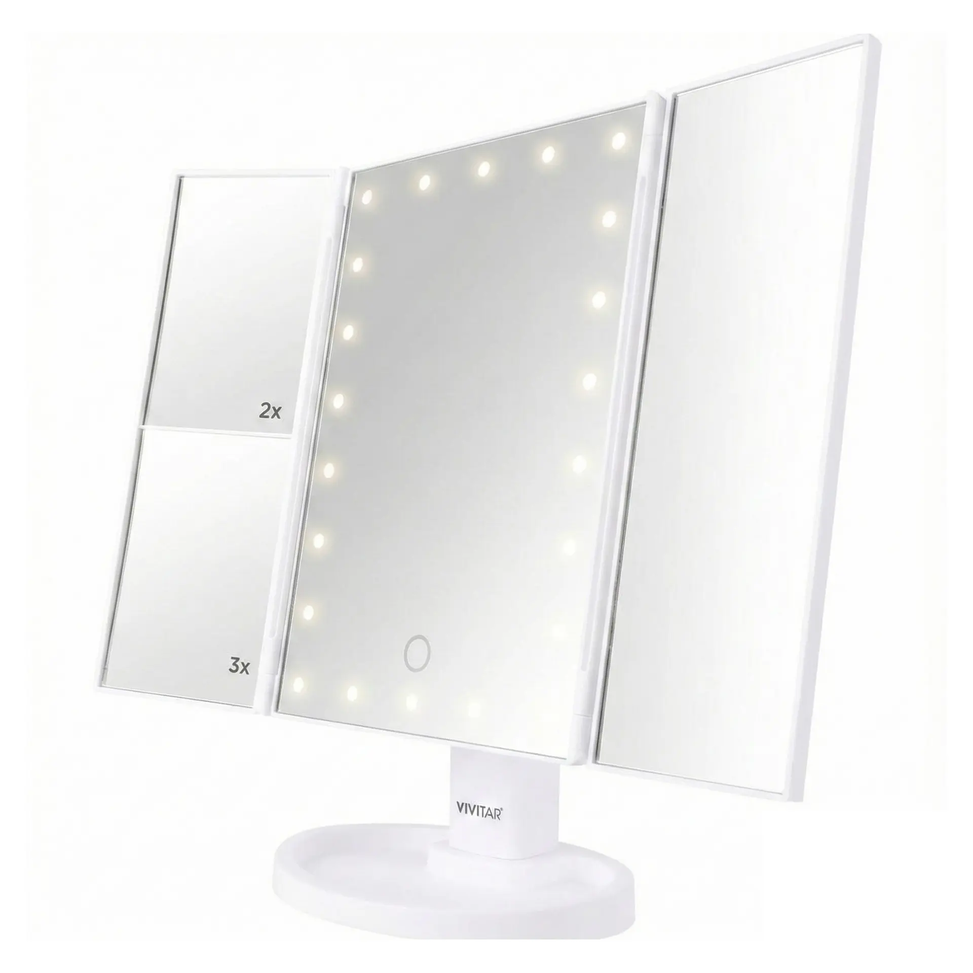 Espejo Plegable Vivitar Aumento 1x2x3x 22 Led MR1307 2