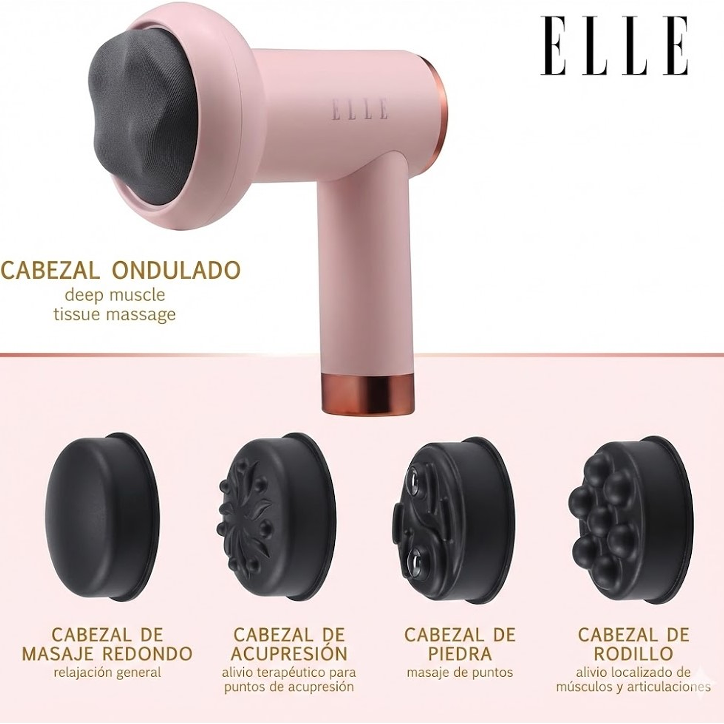 Masajeador inalámbrico ELLE Shiatsu EL1718 Rosa 2