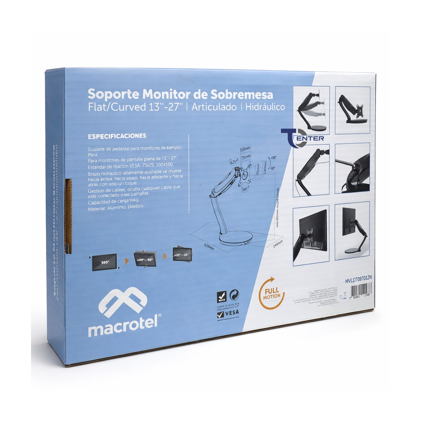 Soporte Monitor Macrotel 13 a 27 Base Hidráulica Articulada 3