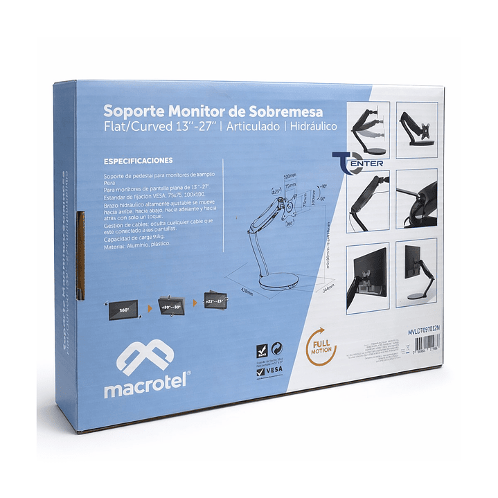 Soporte Monitor Macrotel 13 a 27 Base Hidráulica Articulada 3