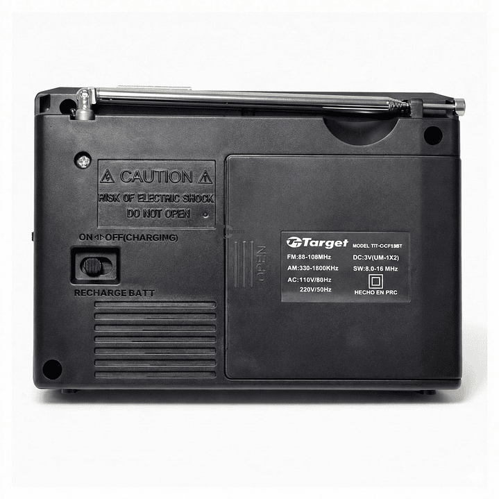 Radio Portátil BT Target TT-CF15BT 3 Bandas USB SD Recargable 4