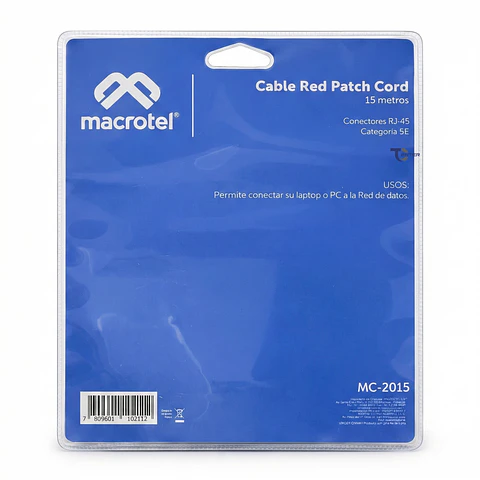 Cable de Red Macrotel 15 mts Patch Cord UTP Cat 5E MC-2015